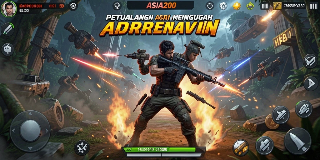 Screenshot gameplay ASIA200 yang menunjukkan pertempuran seru.