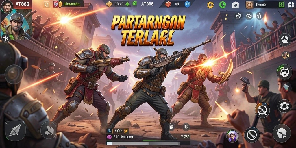 Screenshot menampilkan aksi seru gameplay Battle Royale di AT866.