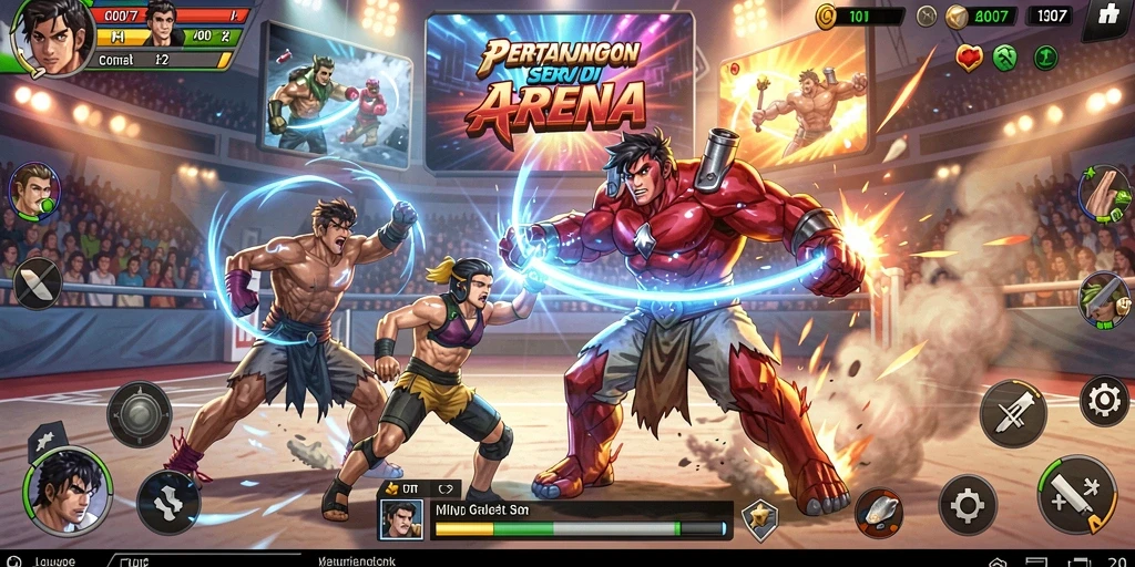Screenshot utama C0077 menampilkan aksi pertarungan yang intens.