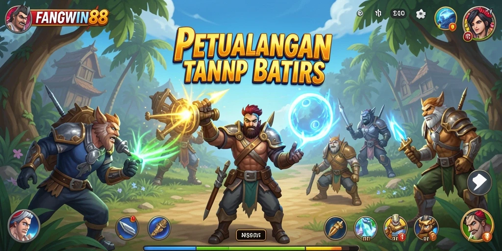 Screenshot gameplay FANGWIN88 menunjukkan aksi petualangan yang mendebarkan.