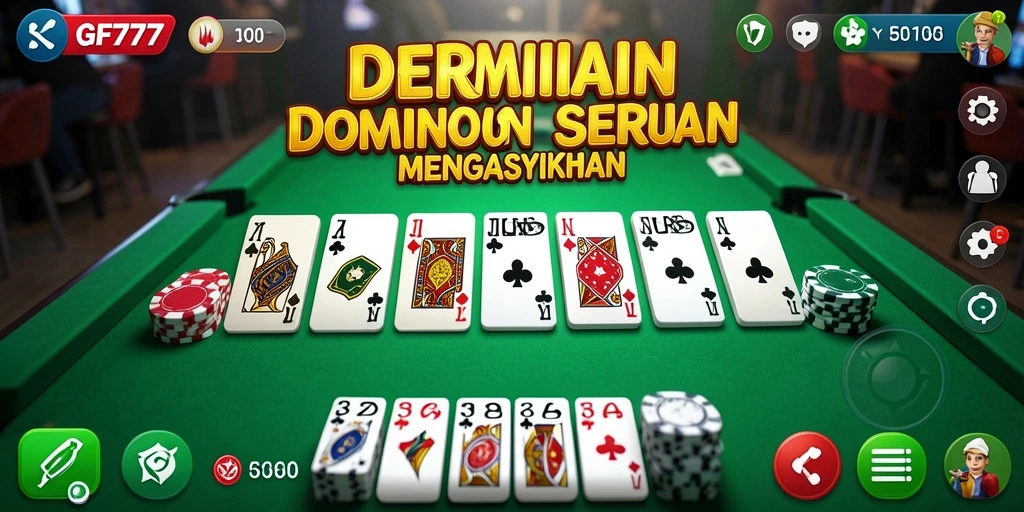 Tampilan gameplay seru saat bermain Domino di GF777.