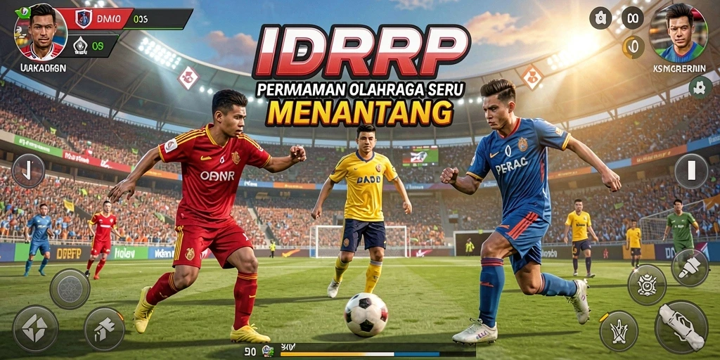 Screenshot utama IDRRP menampilkan momen intens dalam permainan olahraga.