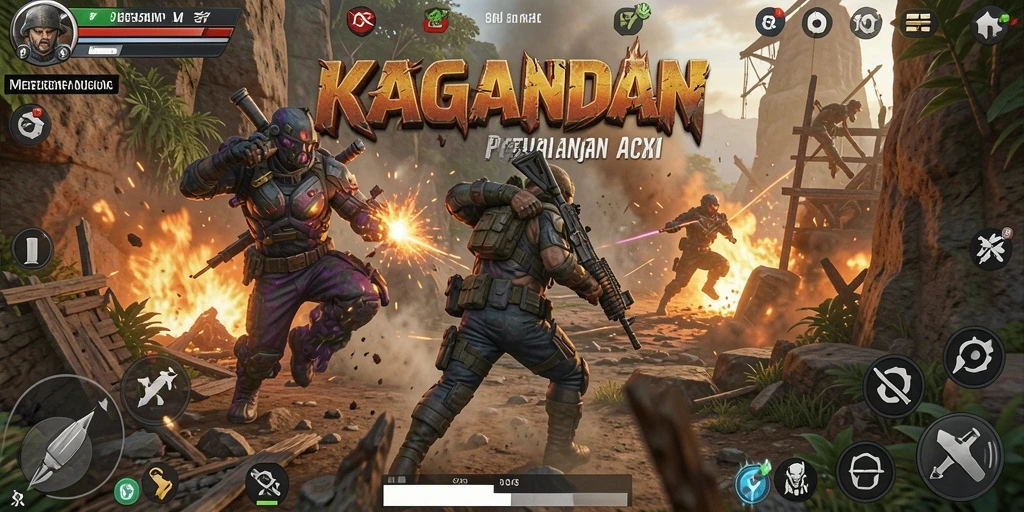 Tampilan gameplay aksi KAGANDAN yang penuh intensitas.