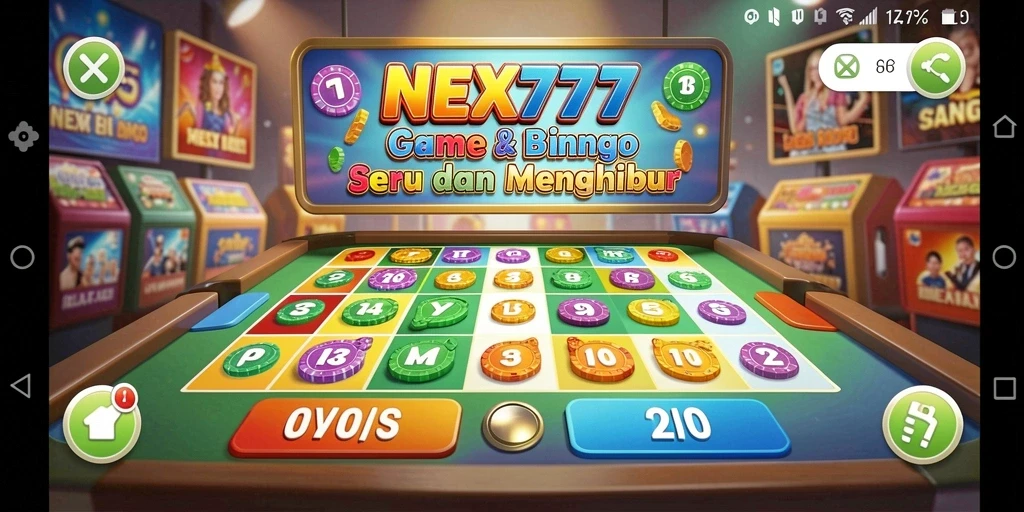 Tampilan gameplay seru NEX777 dengan pemain menikmati Bingo.