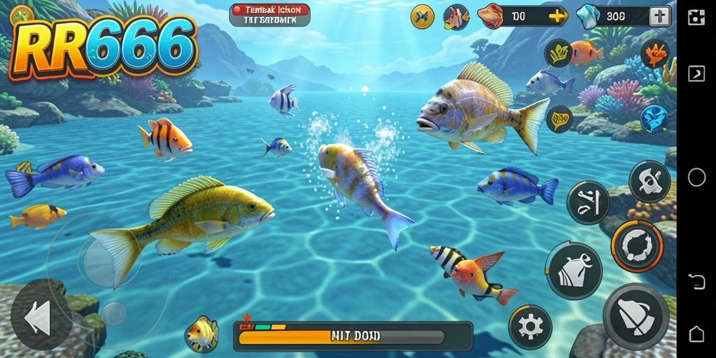 Tampilan dinamis gameplay Tembak Ikan yang seru dan mengasyikkan.