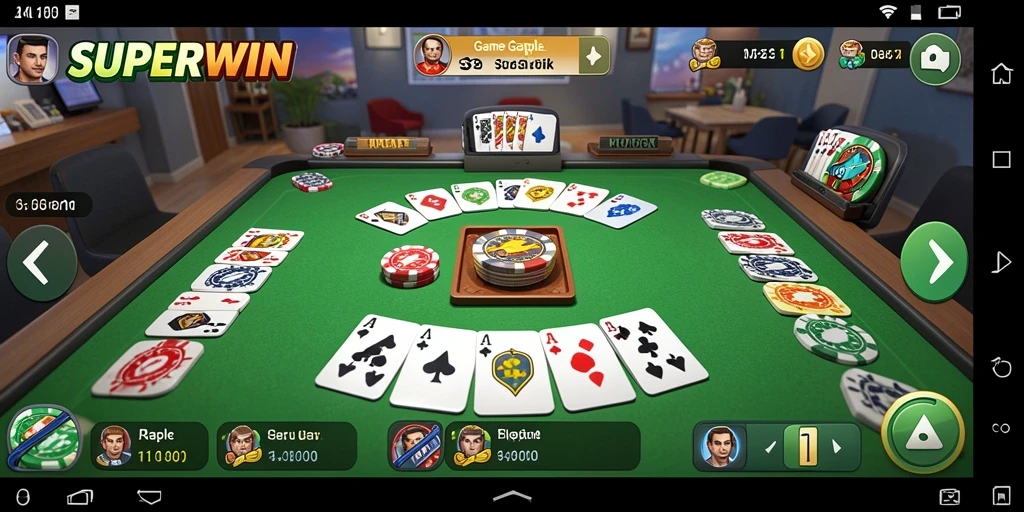 Tangkapan layar utama SUPERWIN menampilkan gameplay Gaple yang seru.