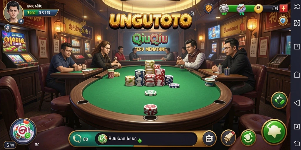 Tampilan gameplay seru di UNGUTOTO dengan aksi QiuQiu.
